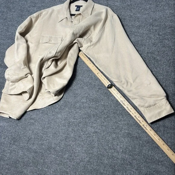 Knightsbridge Men's Satin Button Up Shirt XL Champagne Two Pocket Long Sleeve - Picture 11 of 15